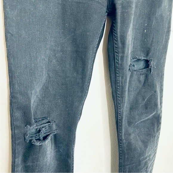 Free People High Rise Stretch Skinny Distressed Jeans Raw Hem Black Size 28 - Picture 11 of 11